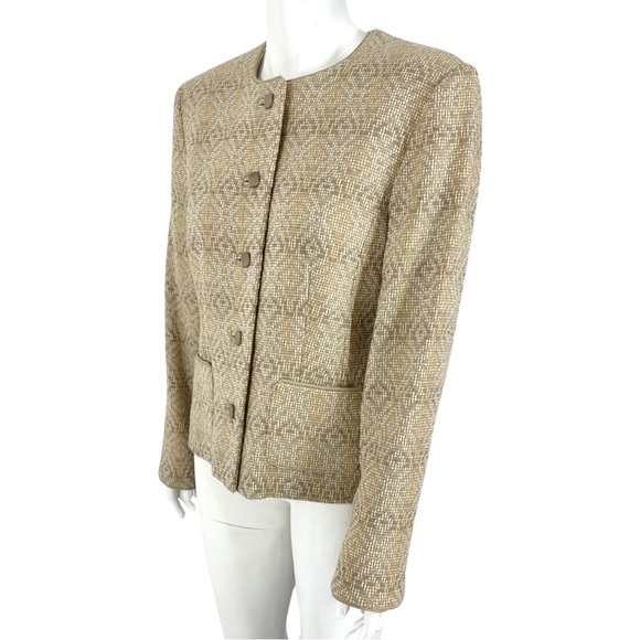 Pendleton Women’s 14 Tan Tweed Wool Blazer Jacket - Picture 2 of 14